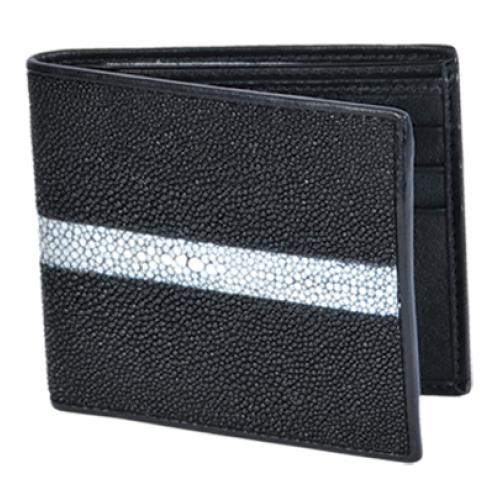 Los Altos Black Genuine Stingray Rowstone Finish  Card Holder Wallet C16005
